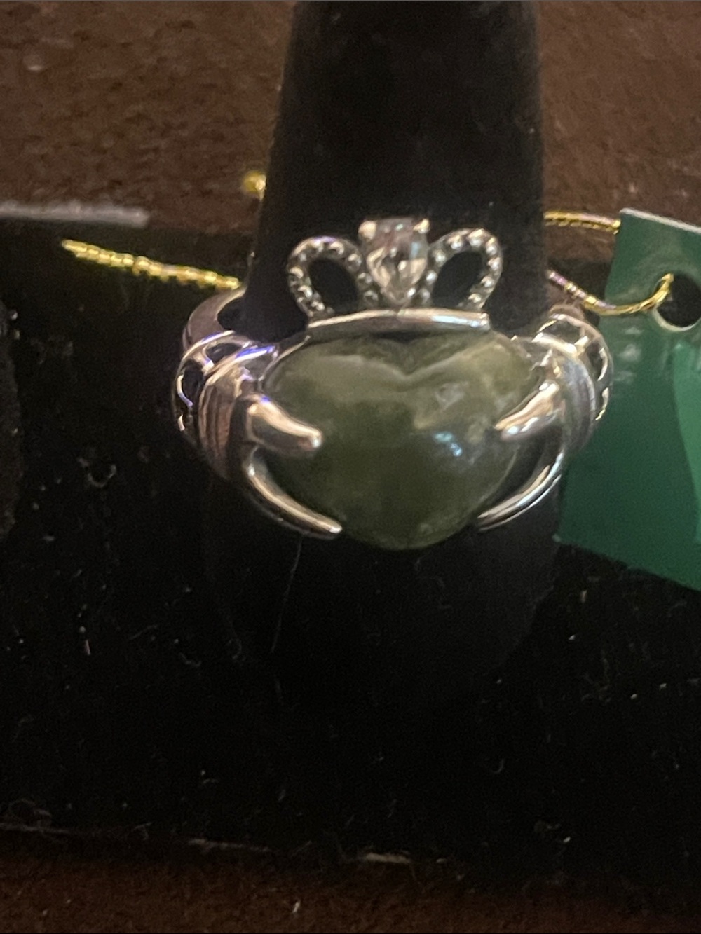 CLADDAGH SS Ring Size 8 NWT  Marble & White Topaz Artisan Collection of Ireland